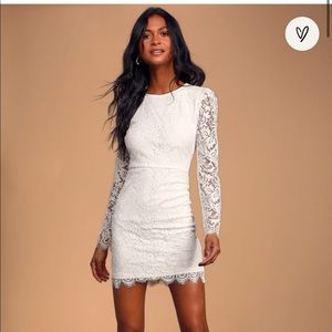 Lulu’s white lace long sleeve body on dress